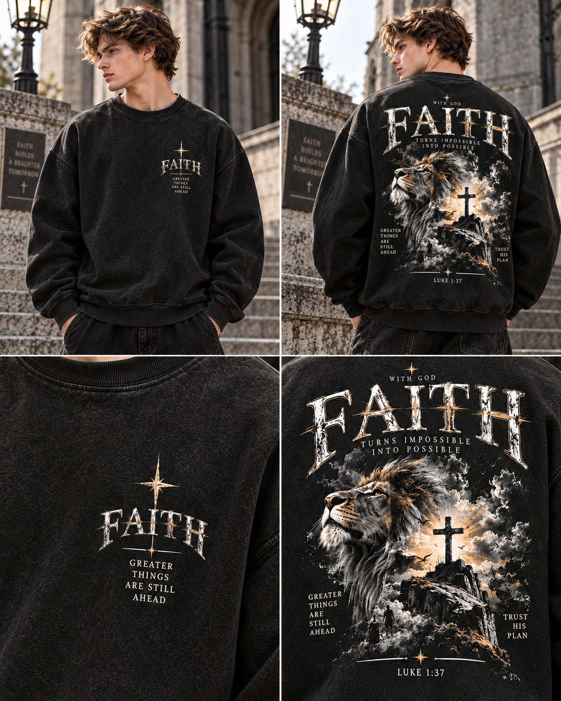 Faith Lion – Vintage Christian Sweatshirt