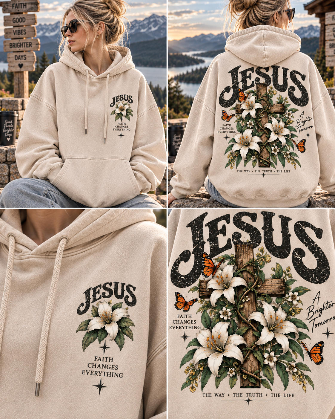 Jesus Floral Faith Hoodie – Vintage Christian Design