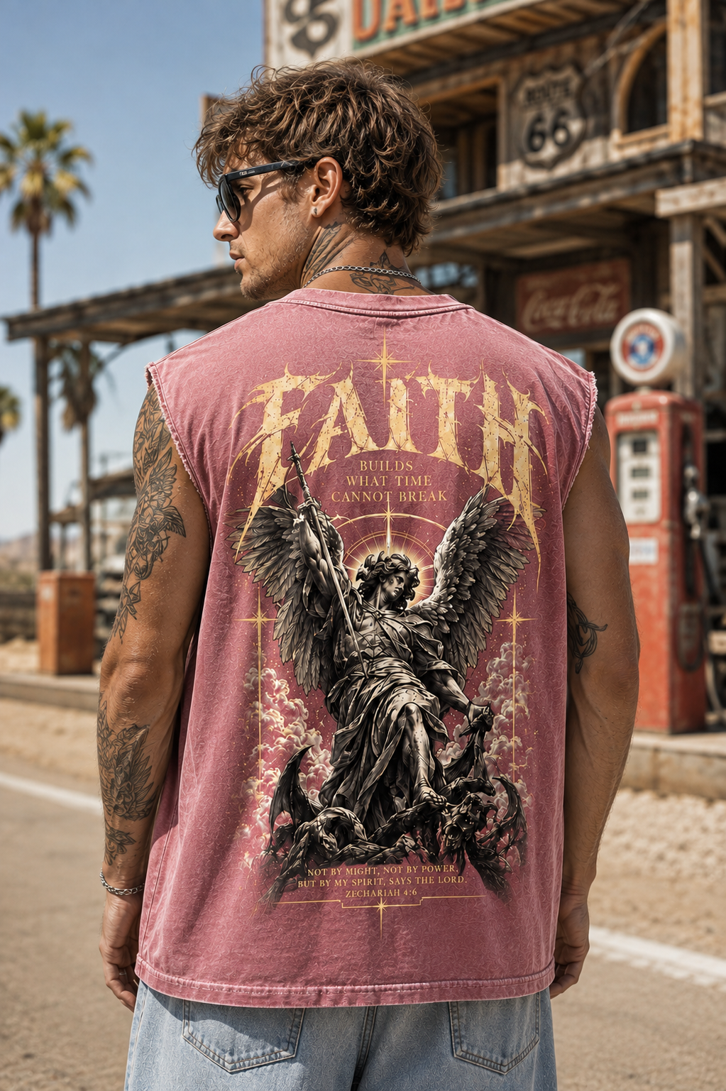 Washed Black Faith Angel Muscle Tee
