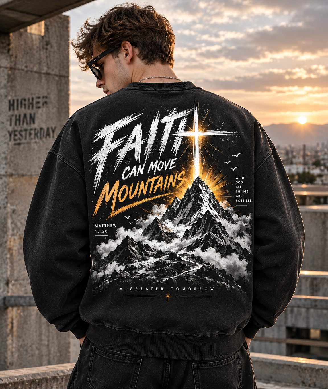 Faith Can Move Mountains – Vintage Mountain Sweatshirt