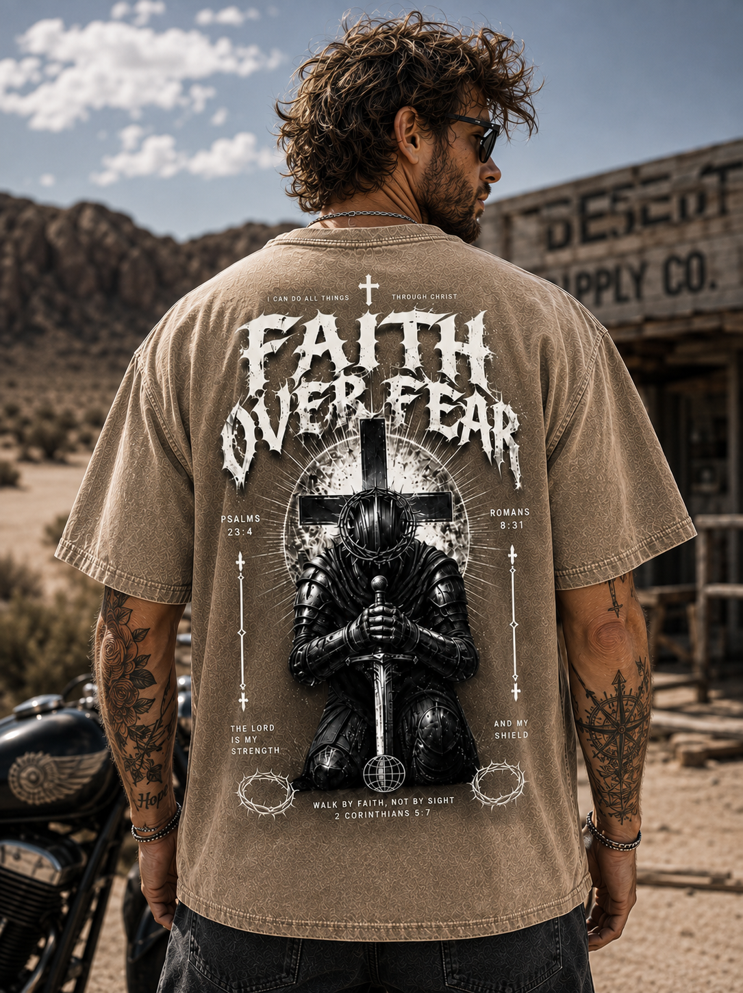 Faith Over Fear Warrior Graphic Oversized Tee