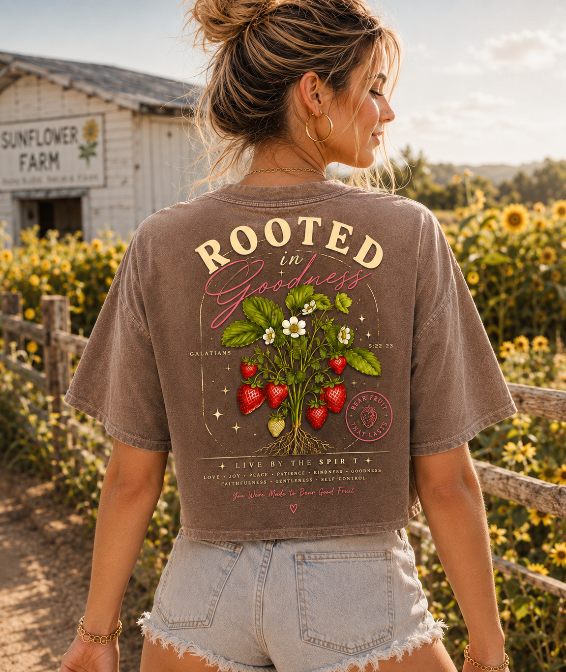 Rooted in Goodness – Vintage Strawberry Crop Tee