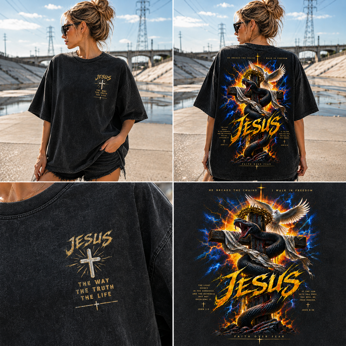 Jesus Faith Over Fear Vintage Graphic T-Shirt