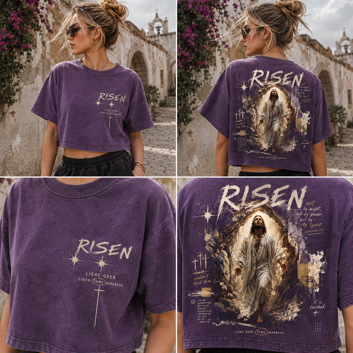 RISEN Faith Graphic Crop Top – Vintage Christian Streetwear