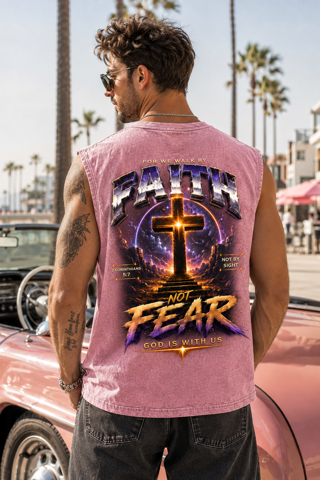 Faith Not Fear – Washed Black Vintage Tank Top
