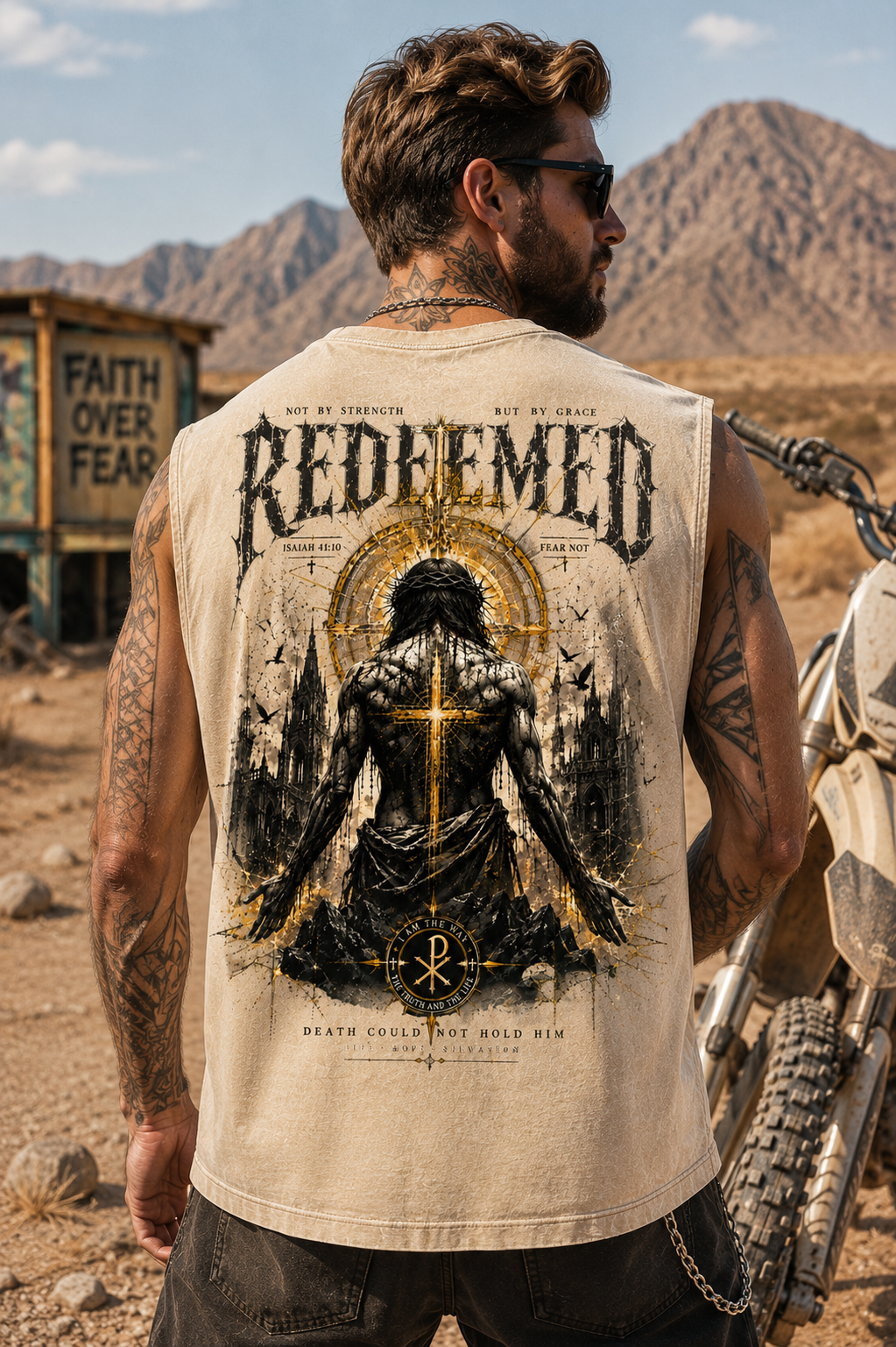 REDEEMED Washed Black Vintage Graphic Tank Top