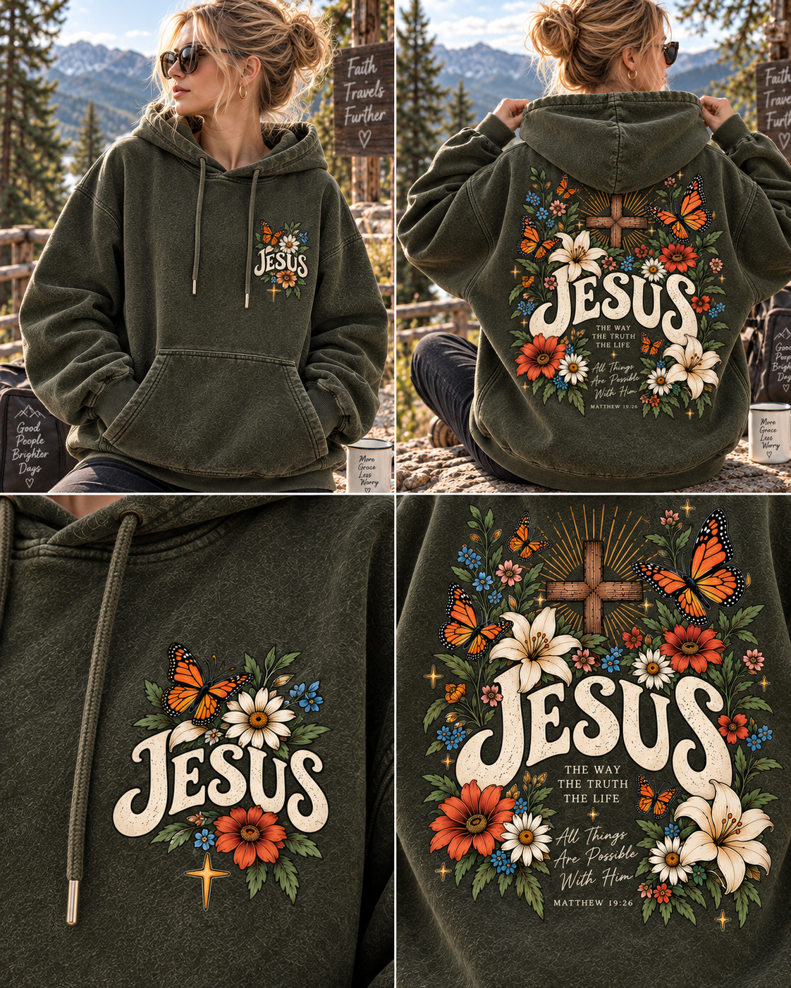 Faith Over Fear – Vintage Jesus Floral Hoodie