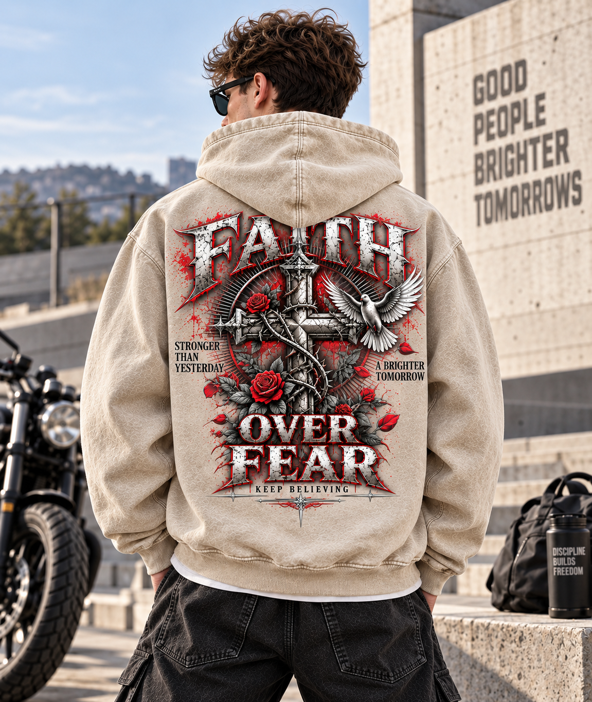 Faith Over Fear – Vintage Graphic Hoodie