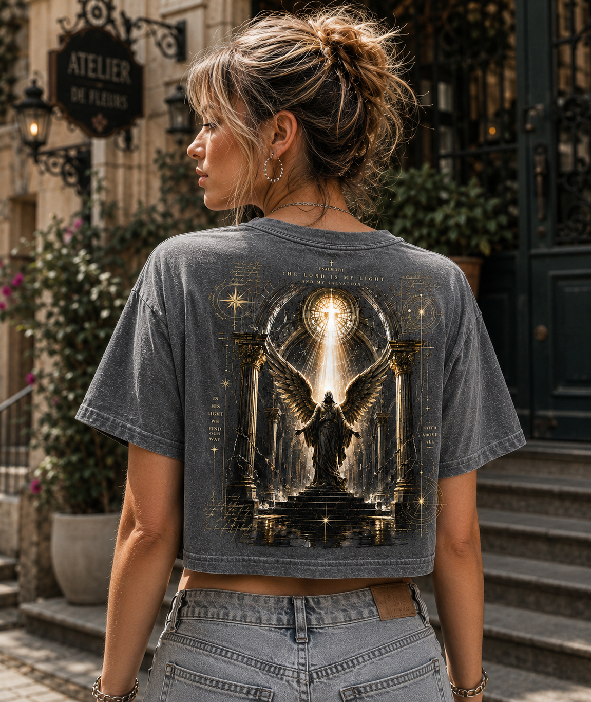 Psalm 27:1 Angel Vintage Crop Top