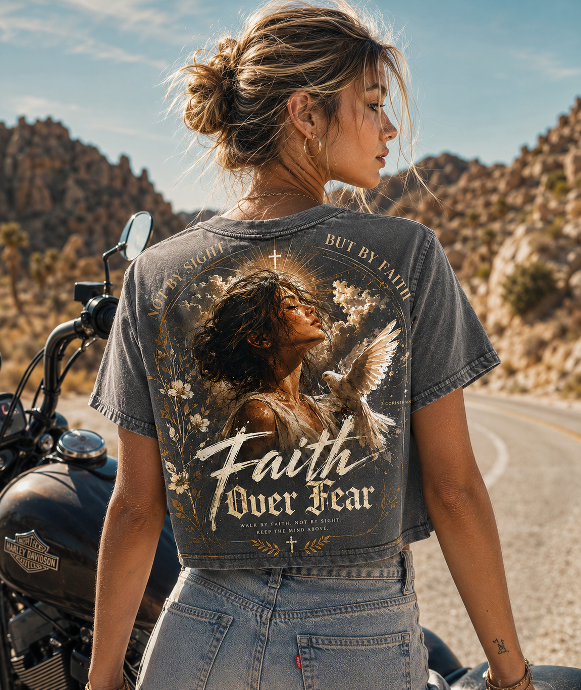 Faith Over Fear – Vintage Christian Crop Top