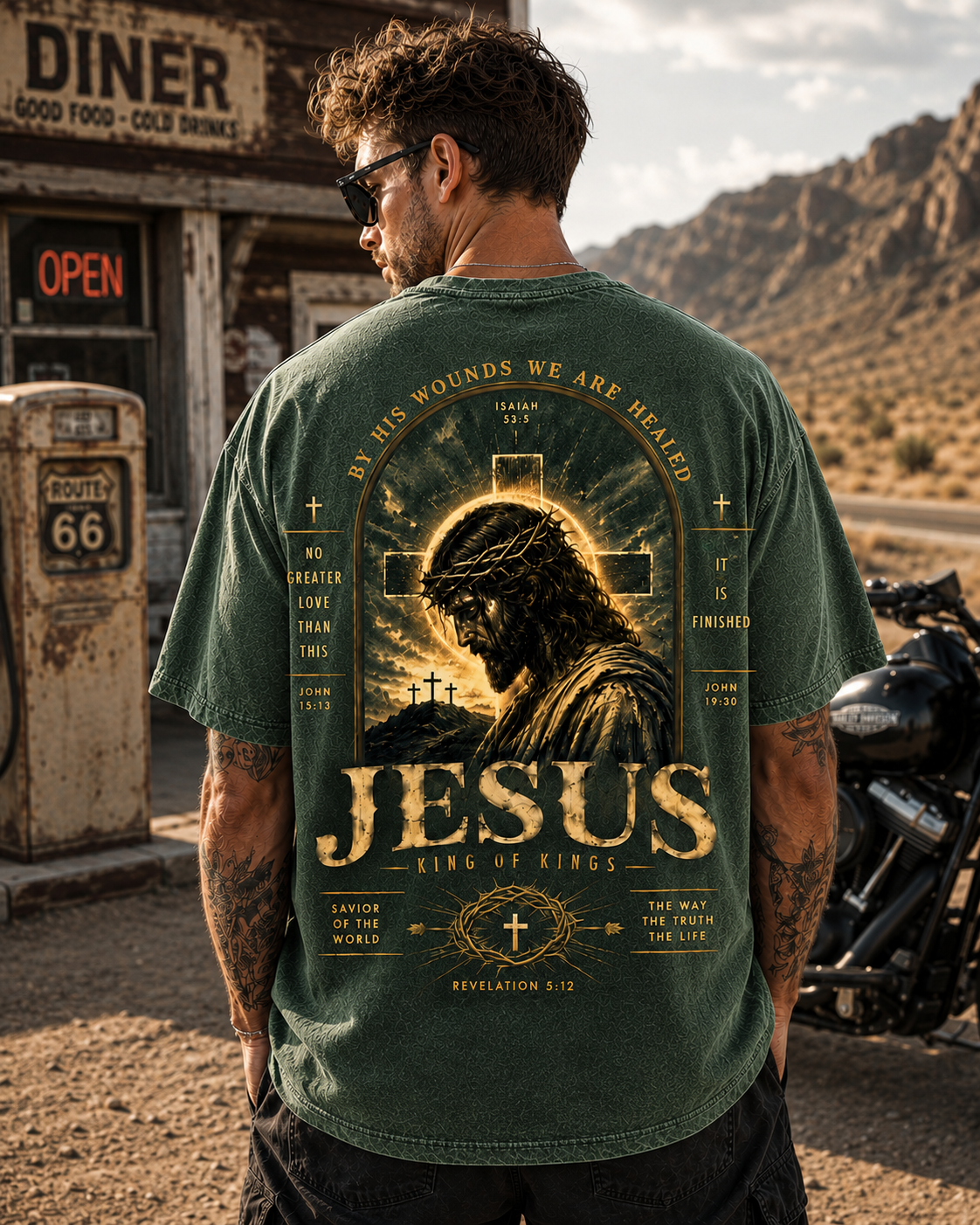 Jesus King of Kings – Vintage Washed Black Christian Graphic T-Shirt