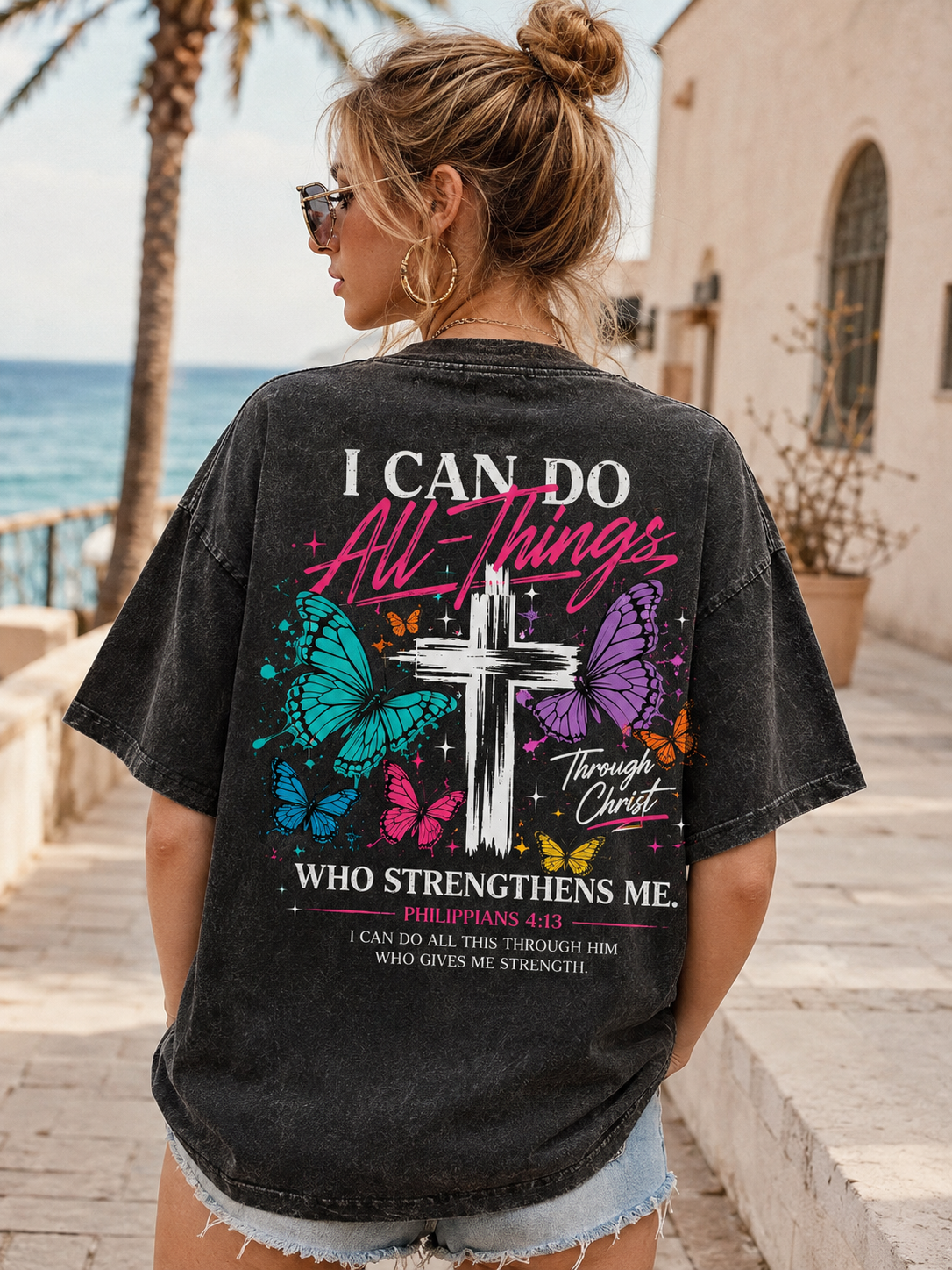 Faith Over Fear – Vintage Butterfly Cross T-Shirt