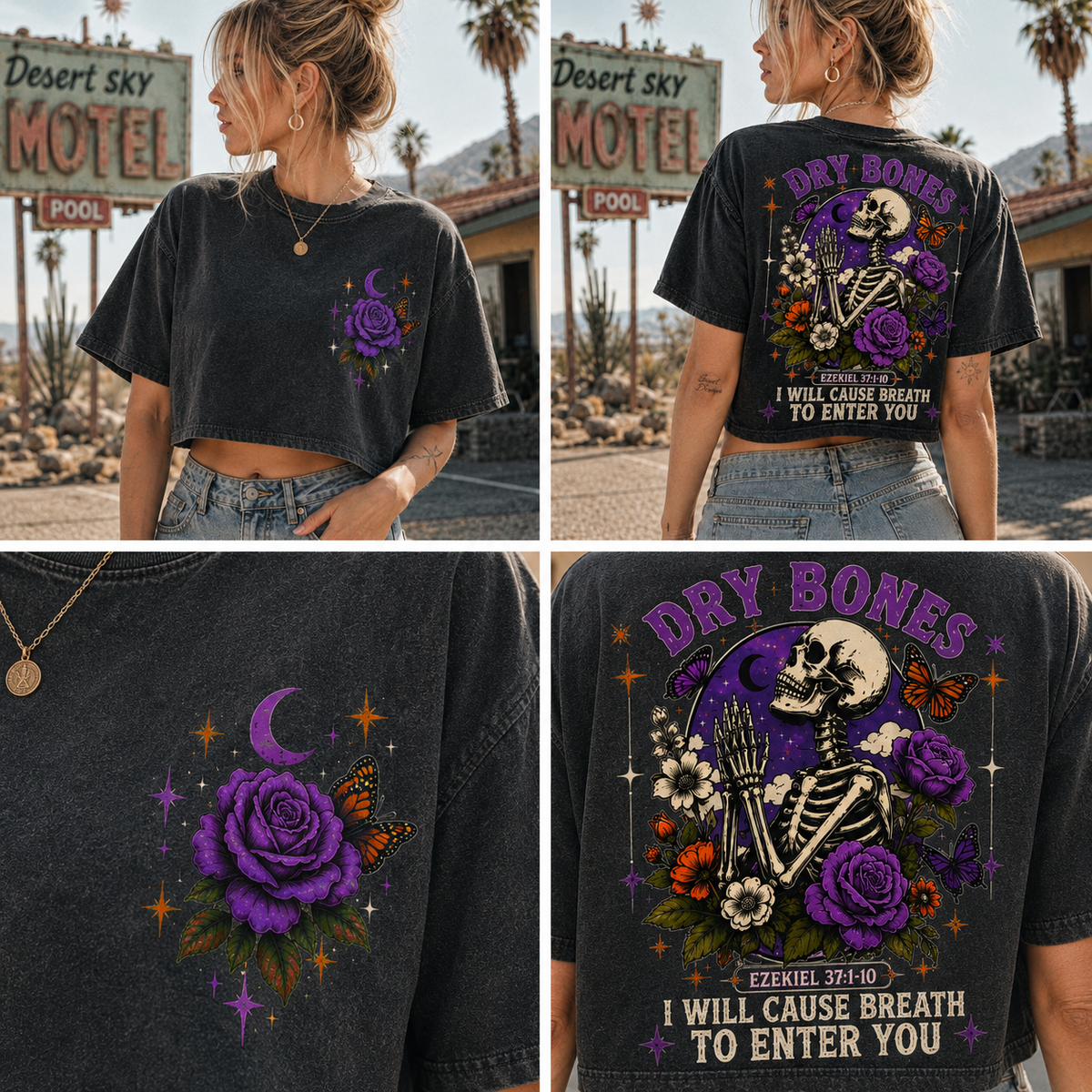 Dry Bones Vintage Graphic Crop Top – Washed Tee