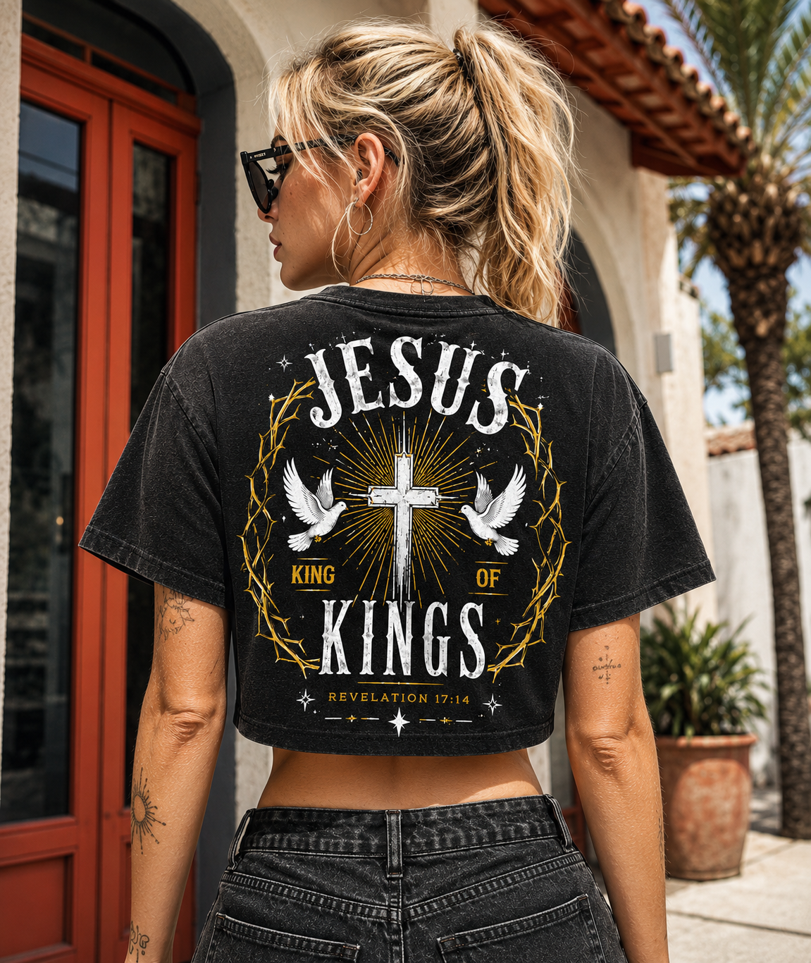 Jesus King of Kings – Vintage Christian Crop Tee