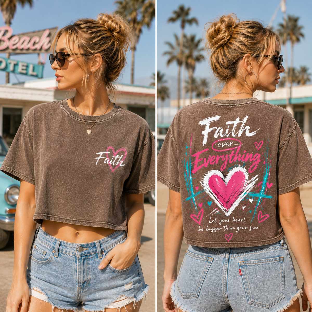 Faith Over Everything – Vintage Heart Crop Tee