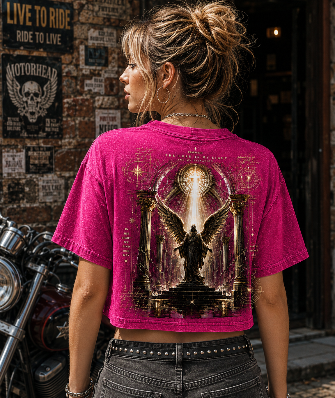 Psalm 27:1 Angel Vintage Crop Top