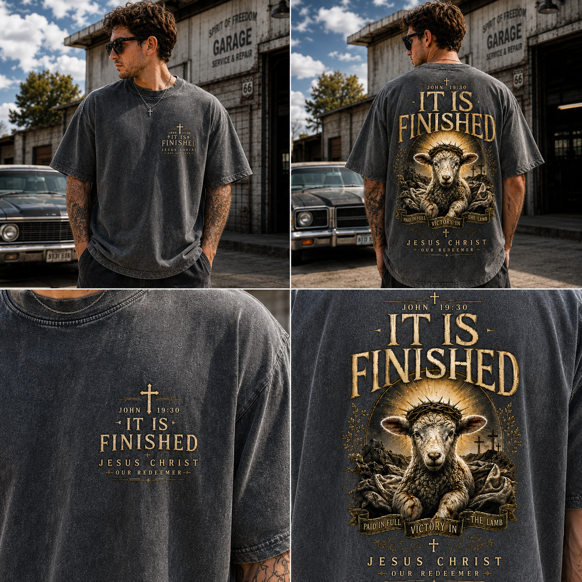 It Is Finished Washed Black Tee