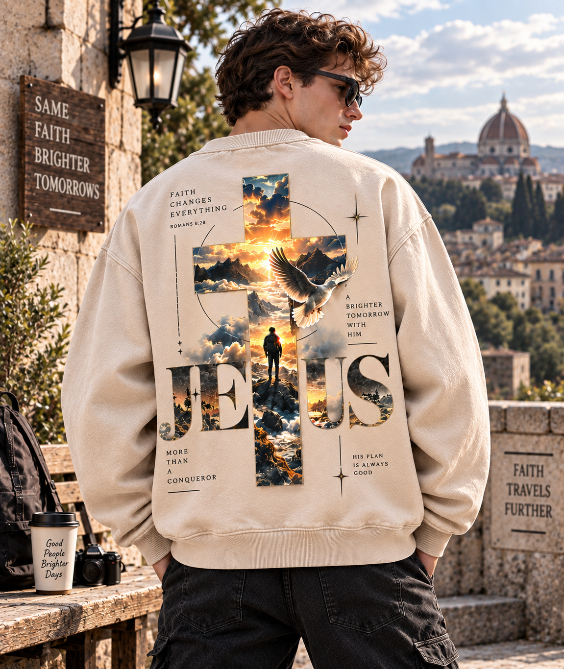 Jesus Faith Oversized Sweatshirt – Vintage Christian Style