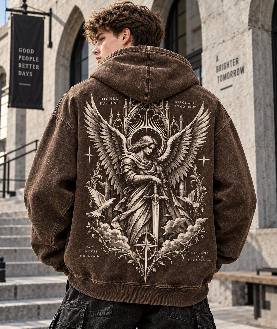 Faith Angel Vintage Hoodie – Faith Moves Mountains