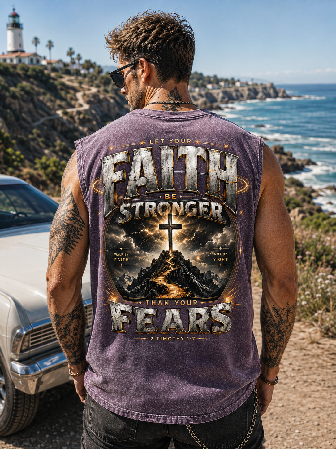 Faith Stronger Than Fear – Vintage Wash Muscle Tee