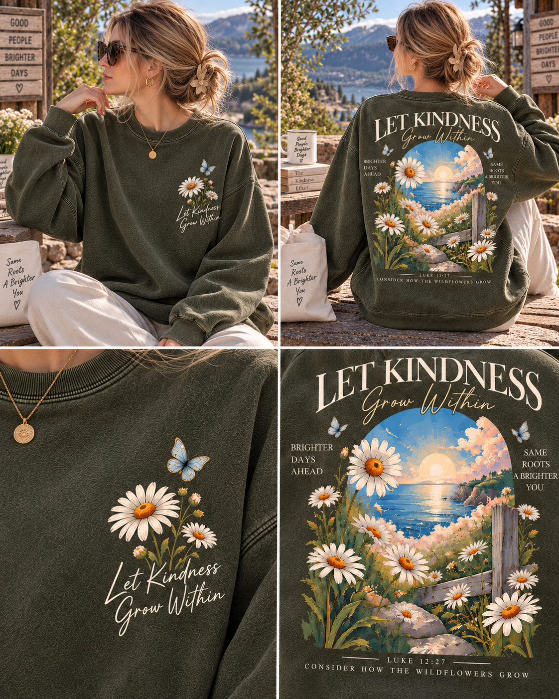 Let Kindness Grow Within – Vintage Floral Sweatshirt