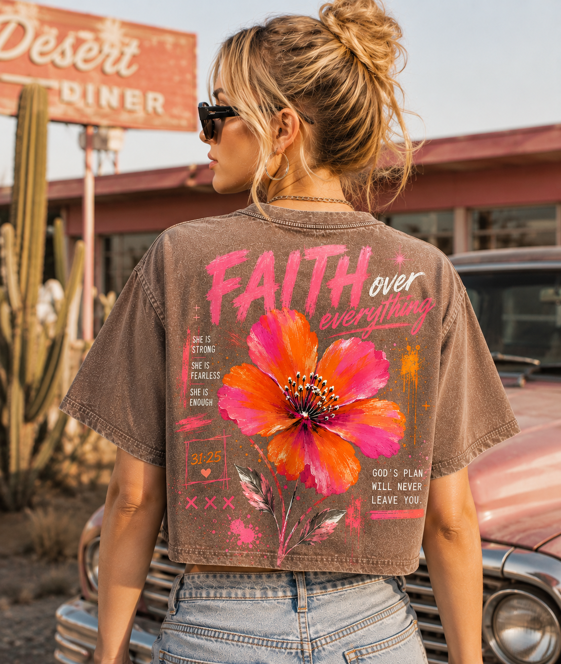 Faith Over Everything – Women’s Vintage Crop Tee