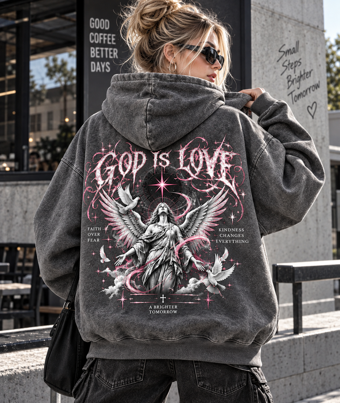 God Is Love Vintage Angel Hoodie