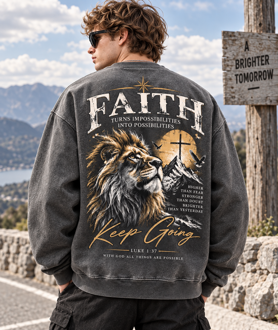 Faith Lion Vintage Sweatshirt