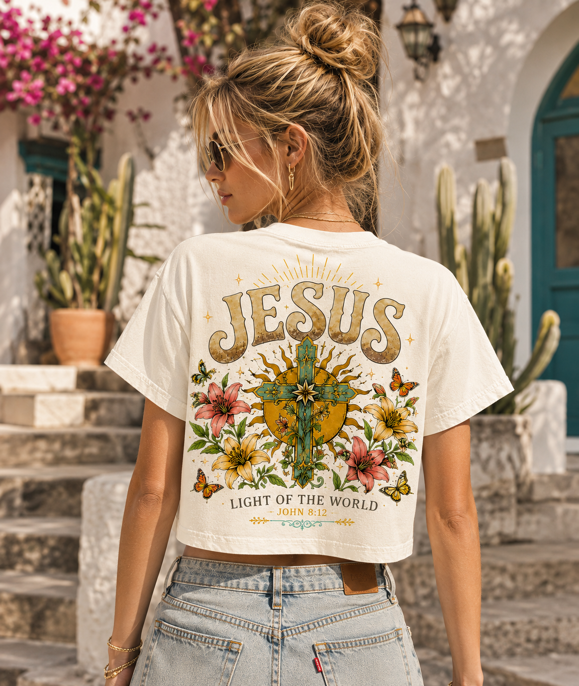 Jesus Light of the World Vintage Crop Top