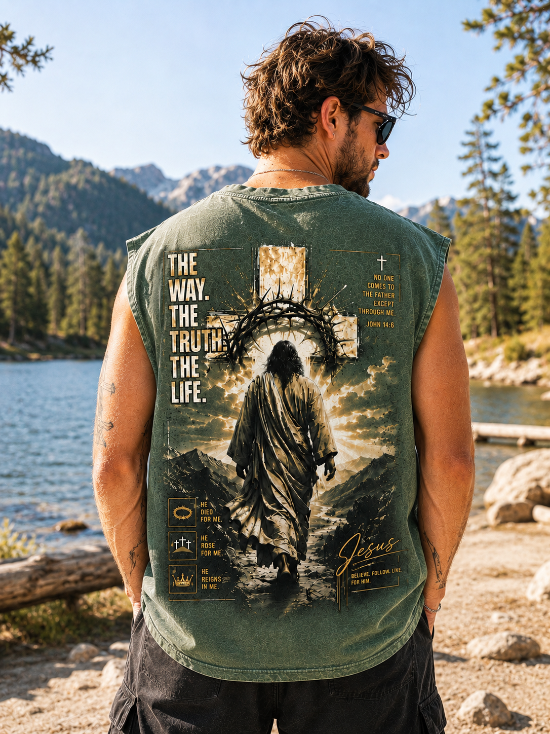 Jesus Faith Washed Black Muscle Tee