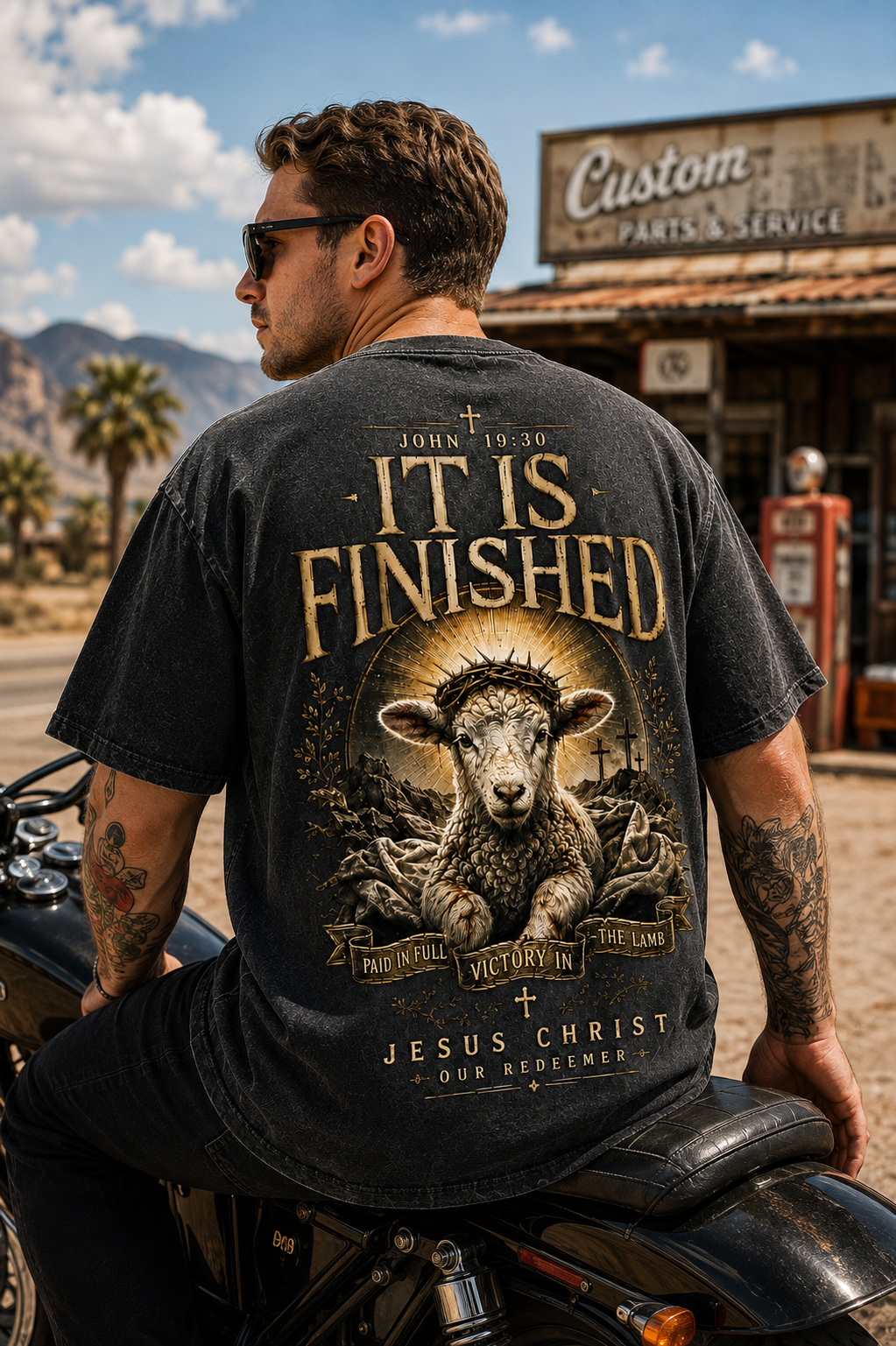 It Is Finished Washed Black Tee
