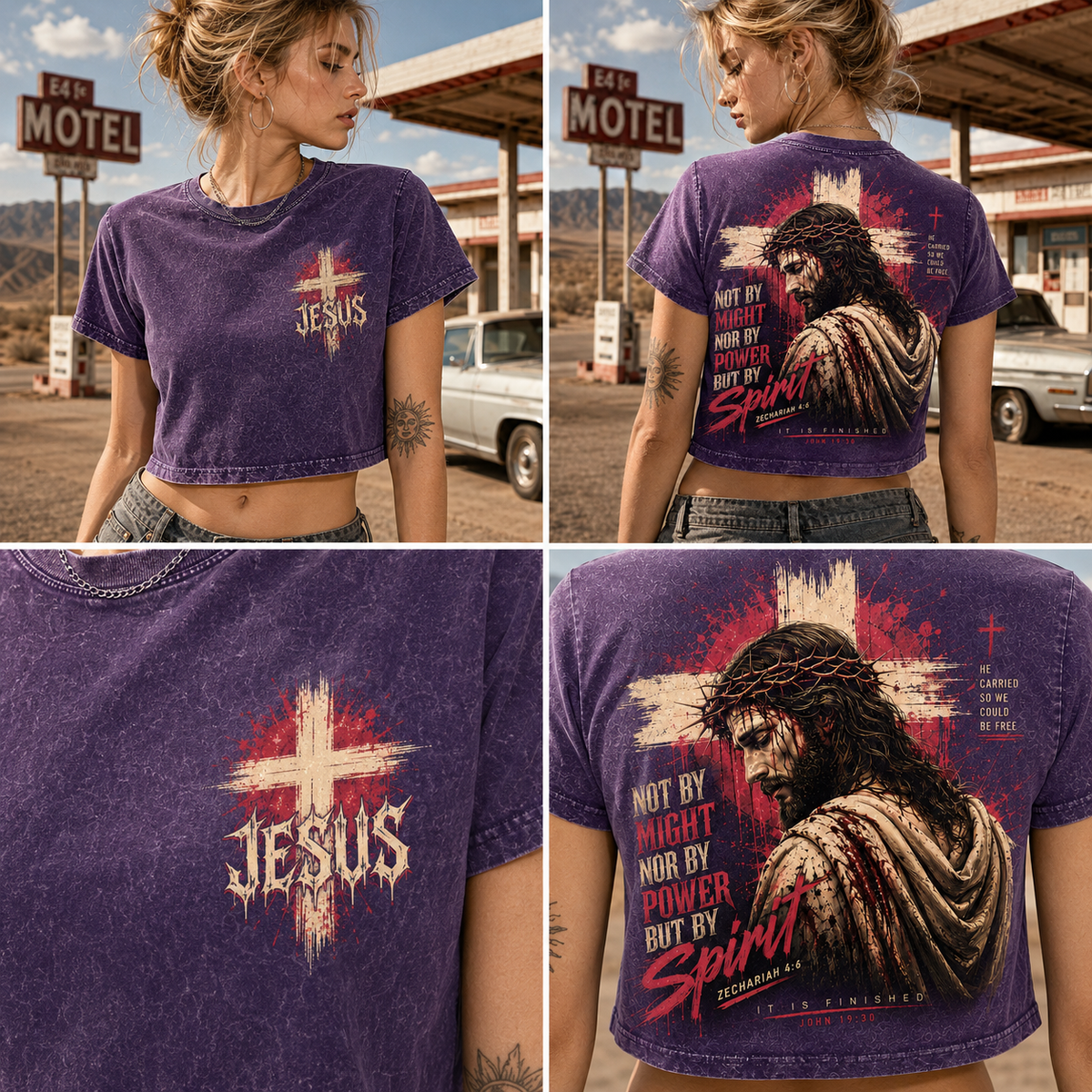 Jesus Spirit Vintage Crop Top – Faith Graphic Tee