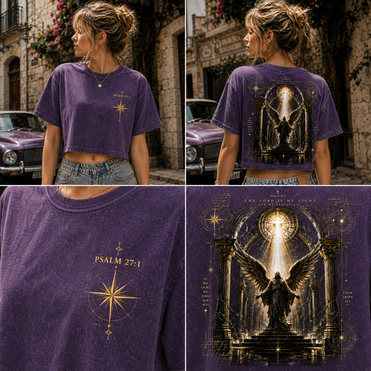 Psalm 27:1 Angel Vintage Crop Top