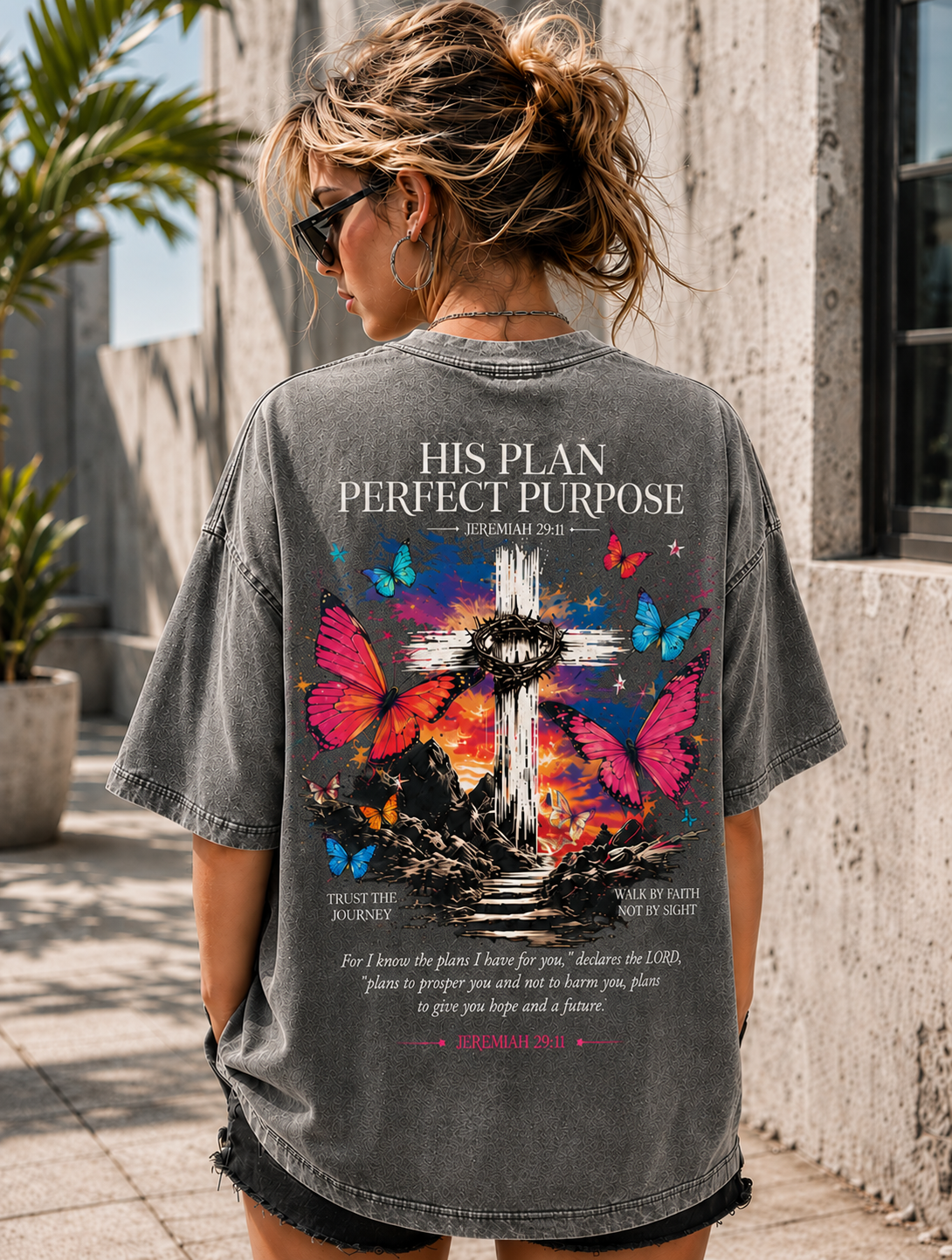 His Plan Perfect Purpose – Vintage Christian Oversized T-Shirt