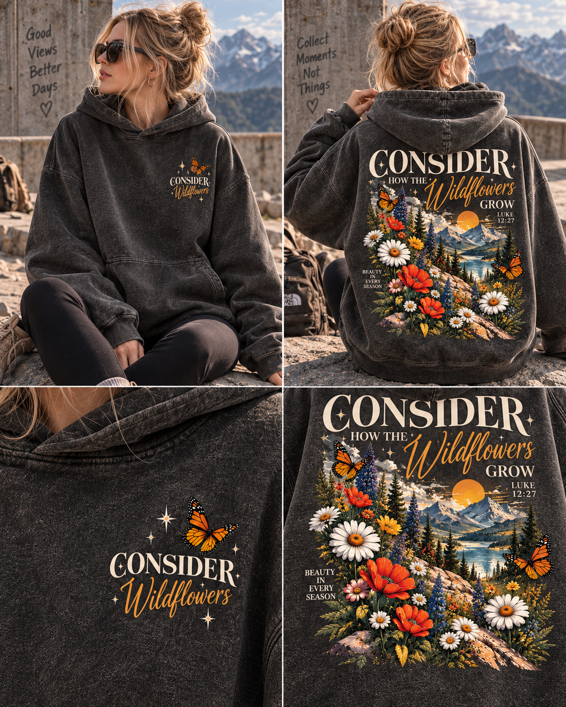 Consider Wildflowers Vintage Hoodie – Mountain & Floral