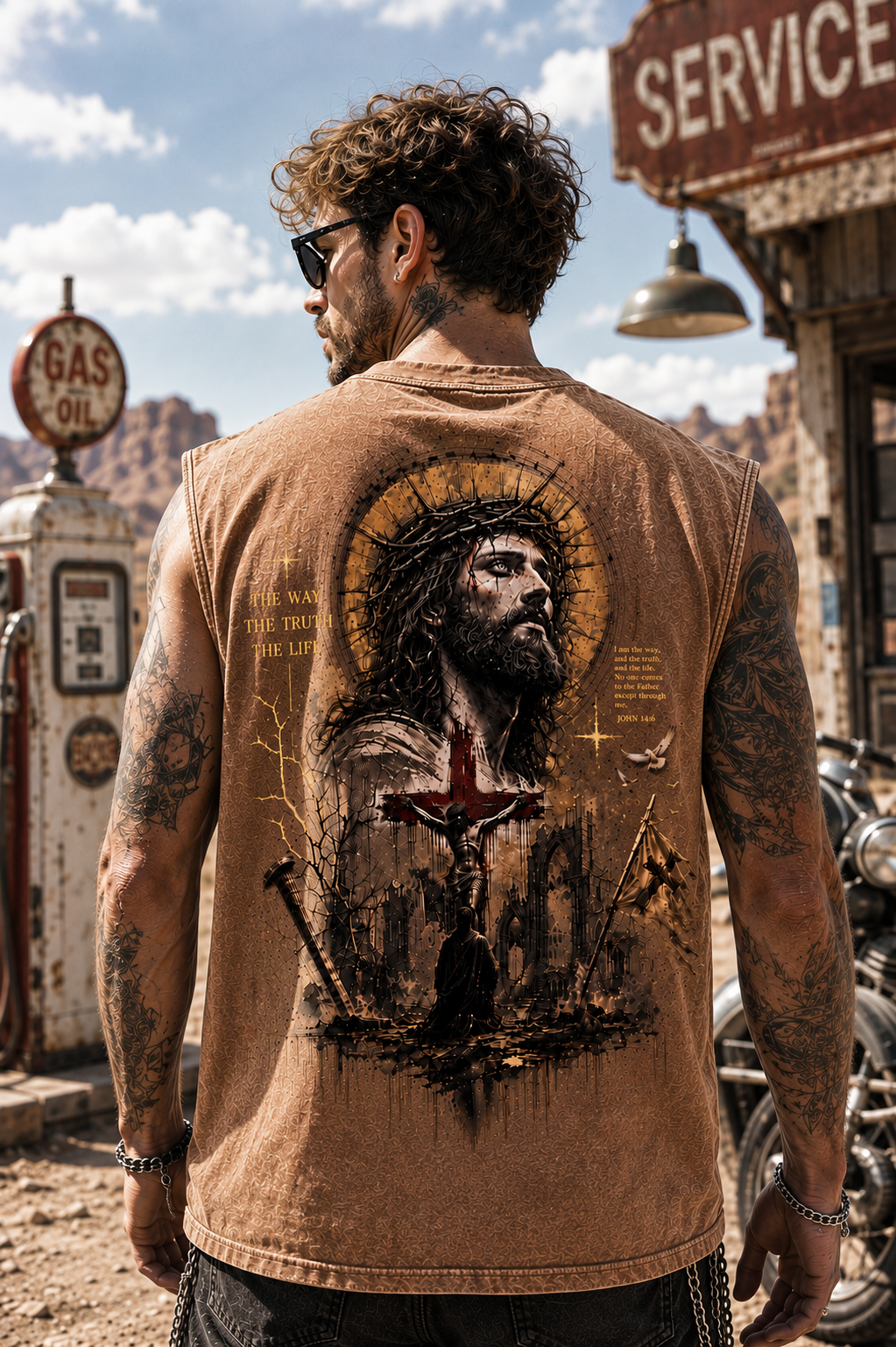 Washed Black Faith Graphic Muscle Tee