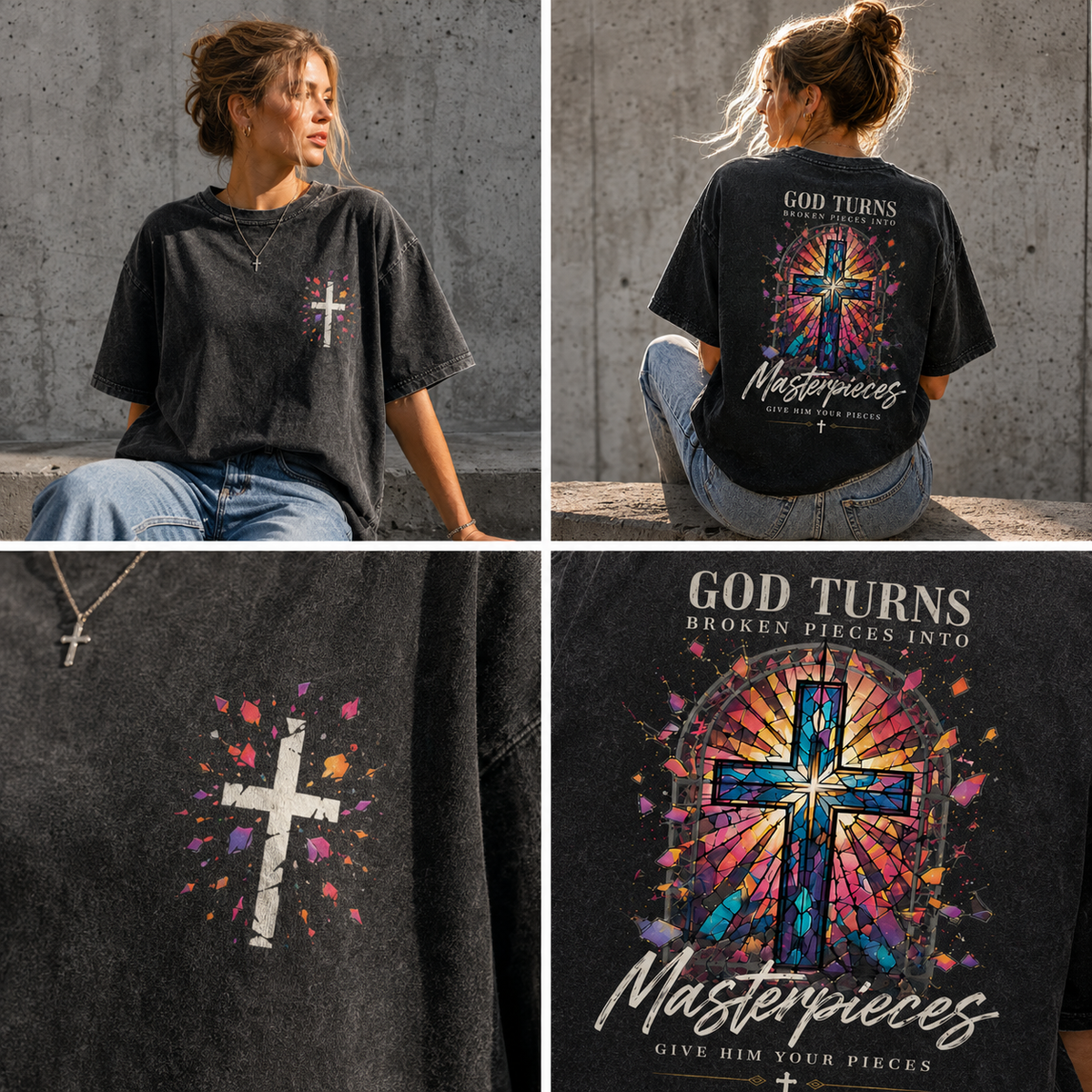 Christian Masterpieces Cross T-Shirt – Vintage Washed Graphic Tee
