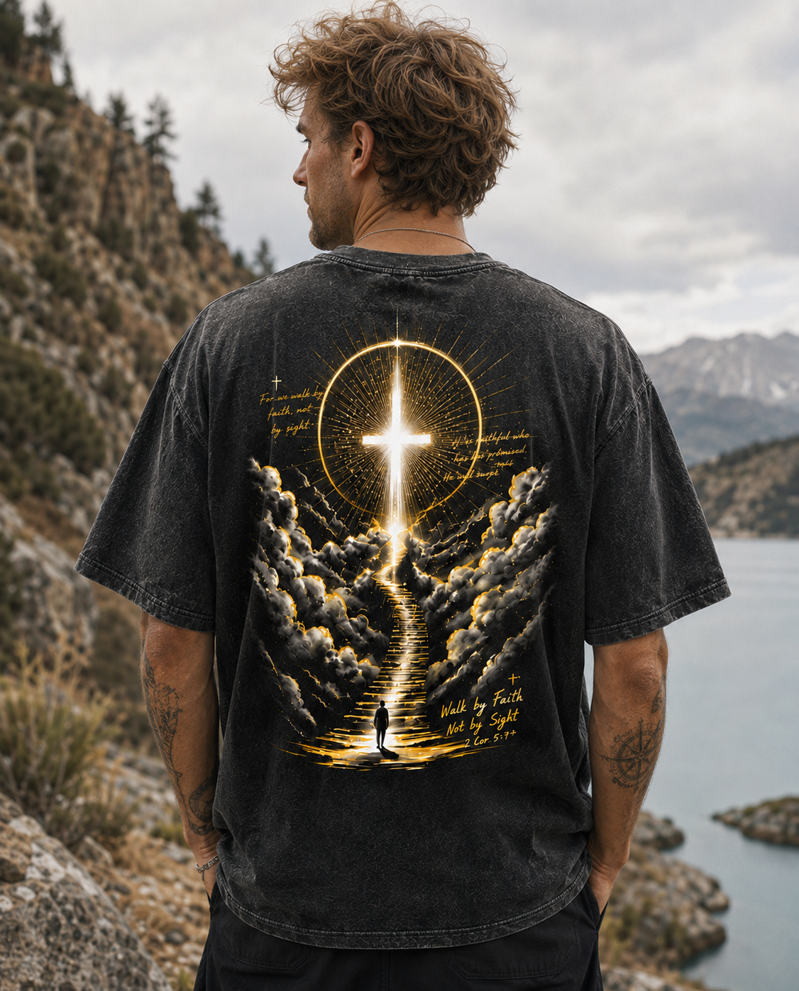 Walk by Faith Graphic Tee – Vintage Washed T-Shirt