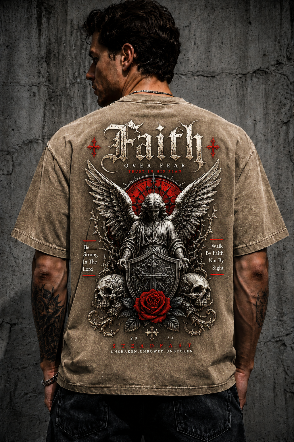 Faith Over Fear – Vintage Gothic Oversized T-Shirt