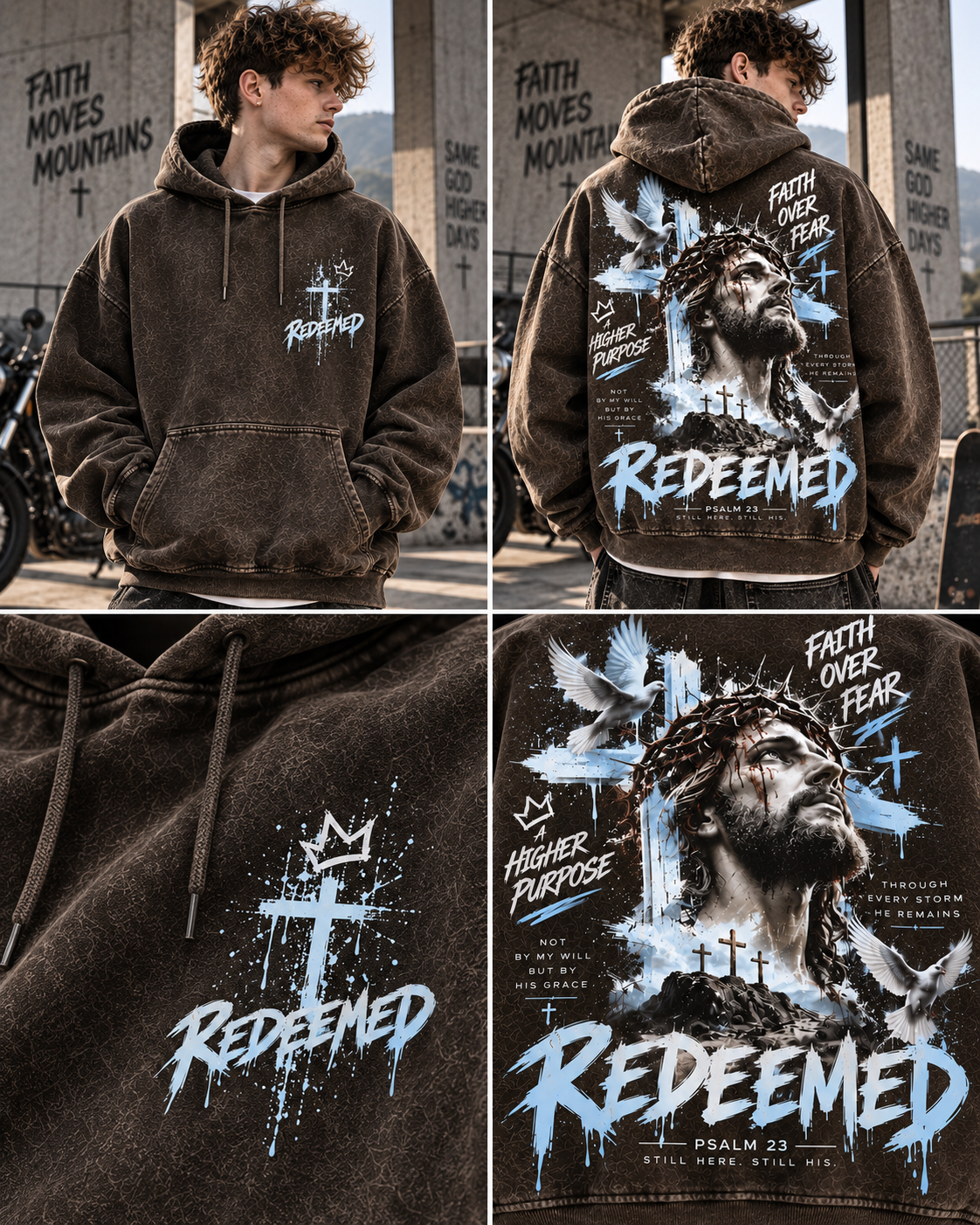 ⭐ Redeemed Faith Hoodie – Vintage Christian Streetwear