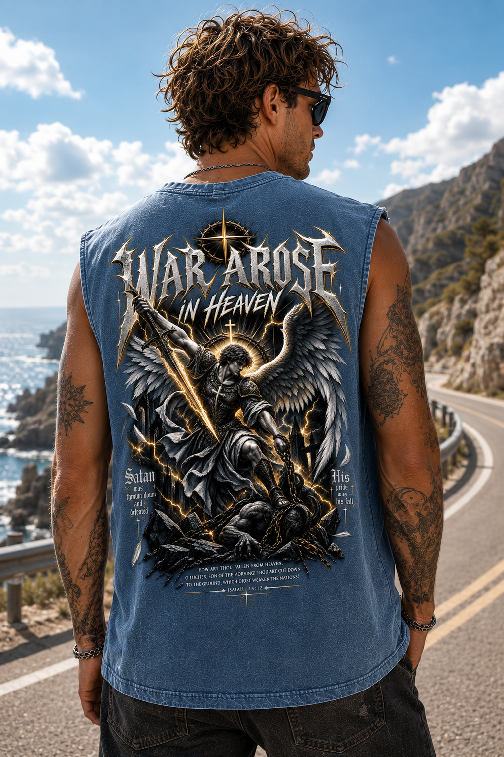 War Arise In Heaven – Vintage Angel Warrior Washed Tank Top