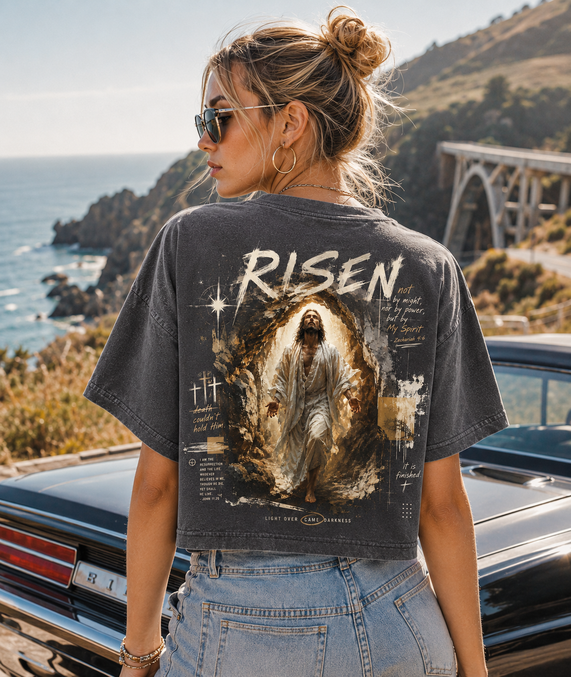 RISEN Faith Graphic Crop Top – Vintage Christian Streetwear