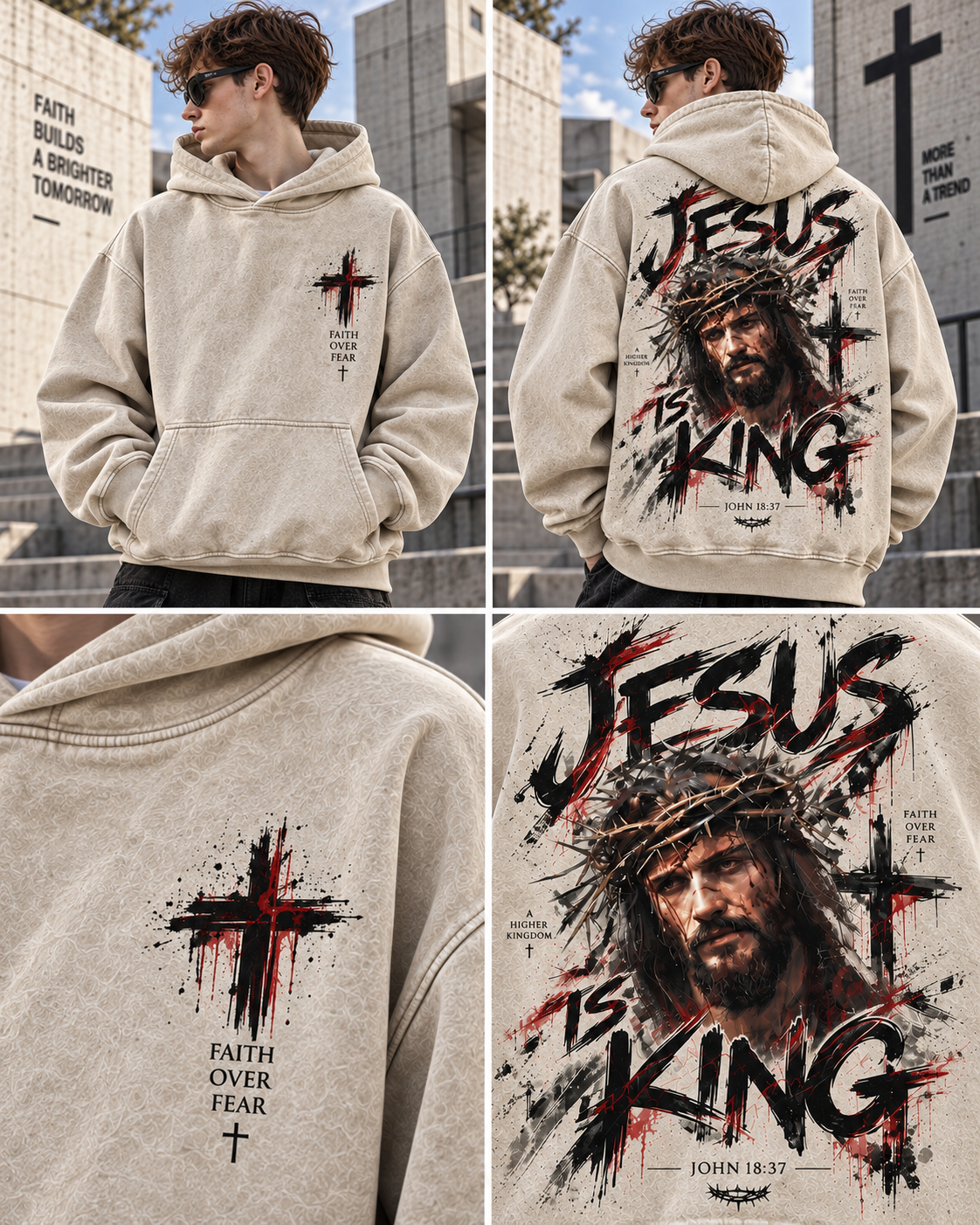 Jesus Is King – Faith Over Fear Washed Hoodie