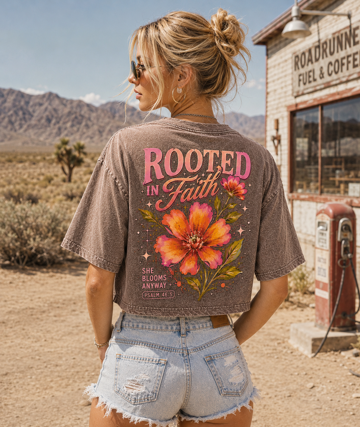Rooted in Faith – Vintage Floral Crop Top