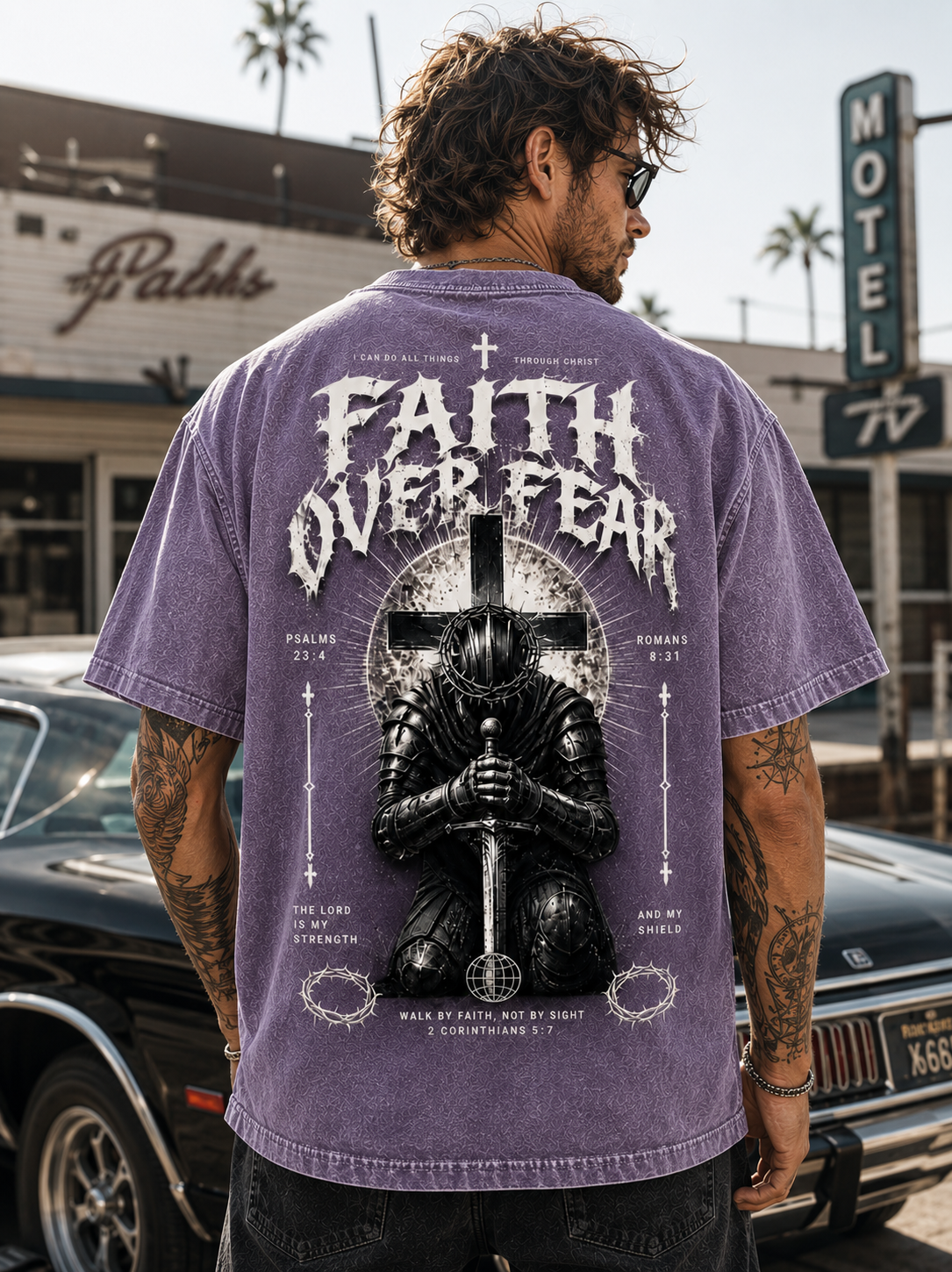 Faith Over Fear Warrior Graphic Oversized Tee