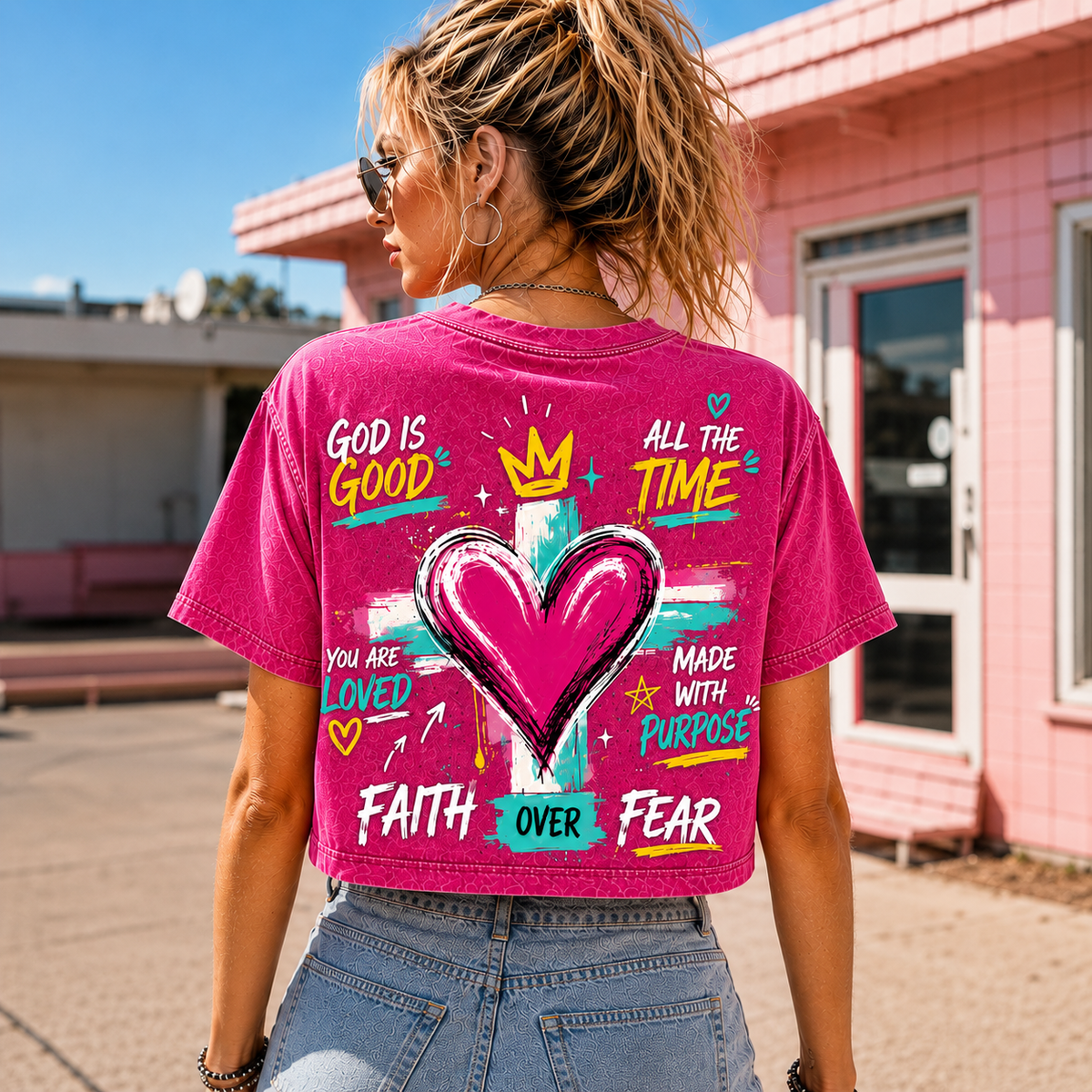 Faith Over Fear – Vintage Washed Crop Top