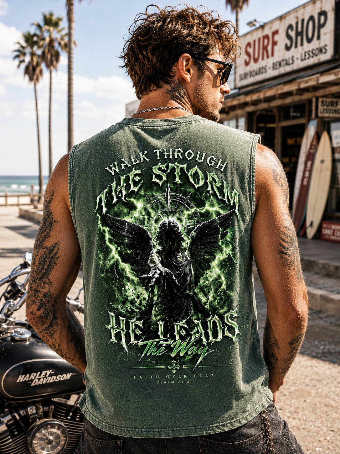 Walk Through The Storm – Washed Black Vintage Angel Tank Top