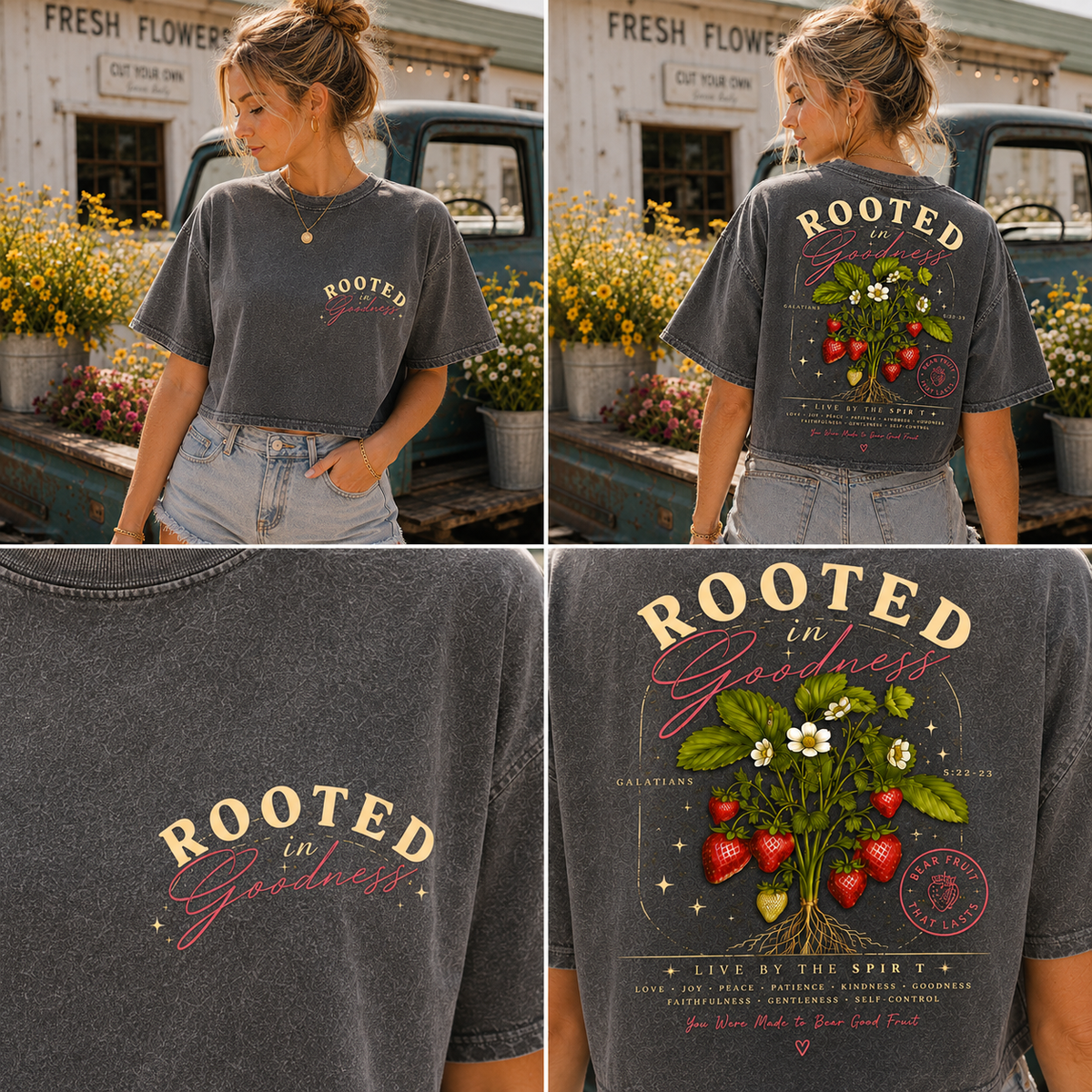 Rooted in Goodness – Vintage Strawberry Crop Tee