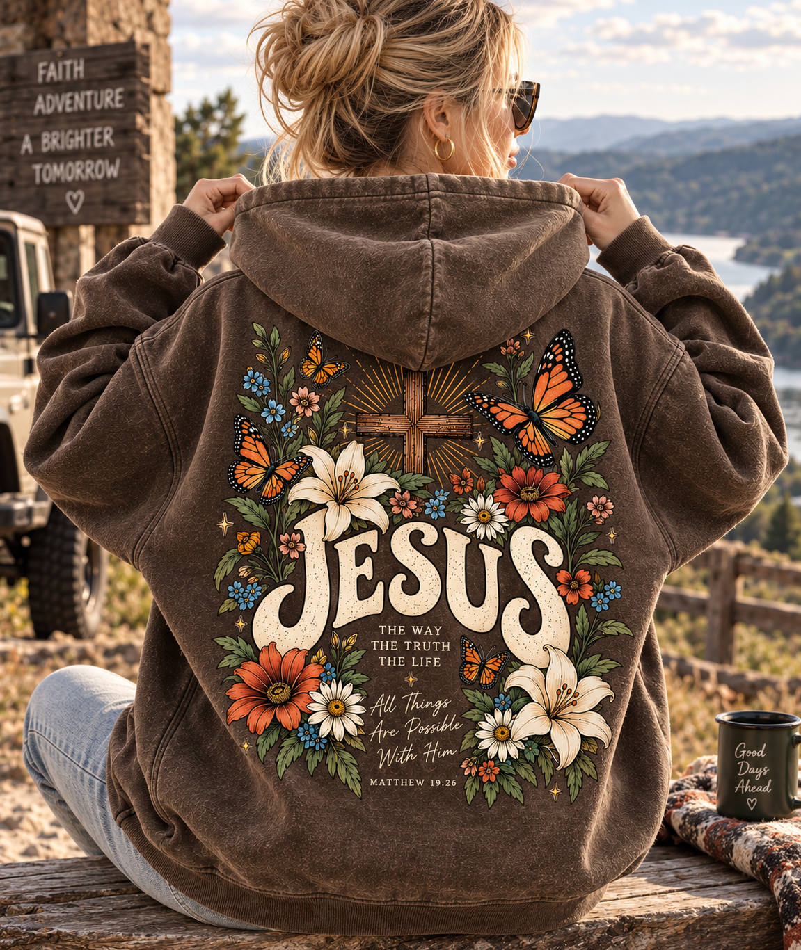 Faith Over Fear – Vintage Jesus Floral Hoodie