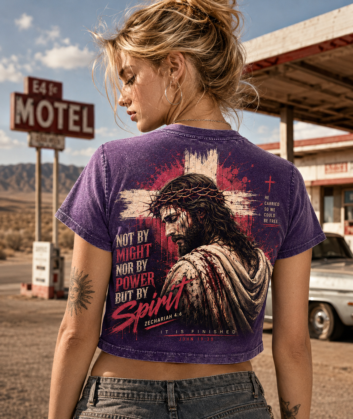 Jesus Spirit Vintage Crop Top – Faith Graphic Tee